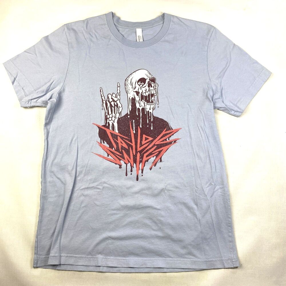Taylor Swift METAL SKULL Light Blue Tshirt! Concert Tour Retro Merch Sz Large